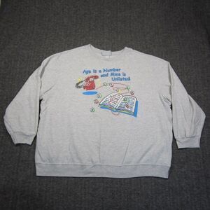 Vtg 90s Funny Sweatshirt Women XL Gray Age Is Just A Number And Mine Is Unlisted